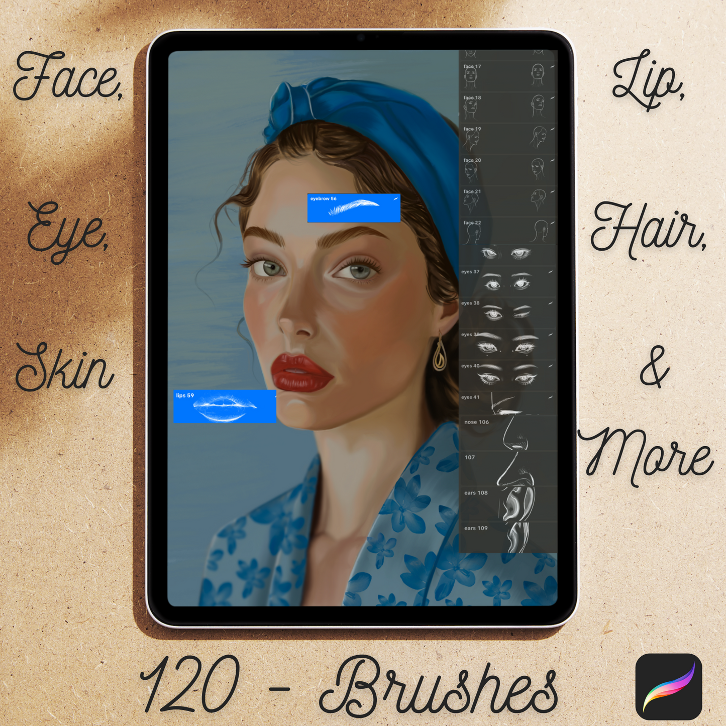 120-Portrait Brushes for Procreate